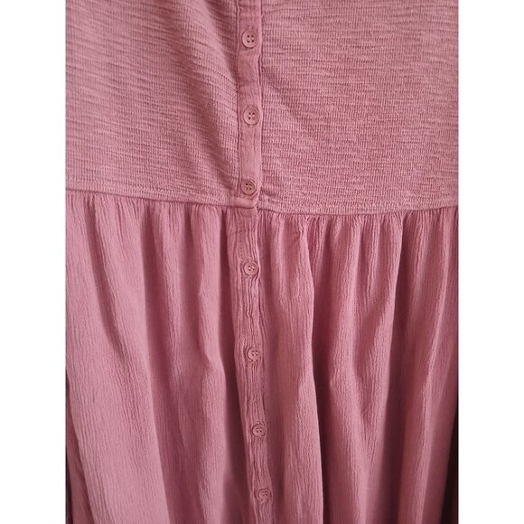 Frye Womens XL Button Front Midi Dress Pockets Mauve Cottagecore Casual Bohemian - Picture 3 of 8
